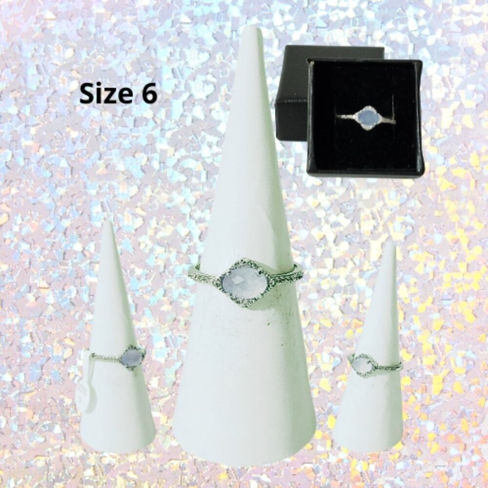 BP Genuine Light Blue Quartz Ring - Rhodium Plating (Size 6)